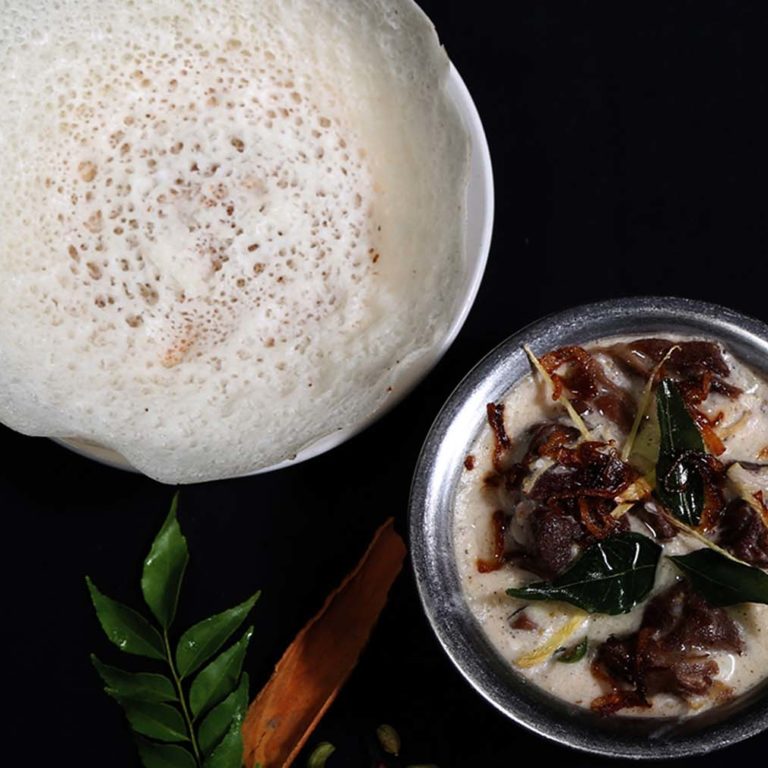 Best selling south indian food combo at tamarind- mutton stew and appam