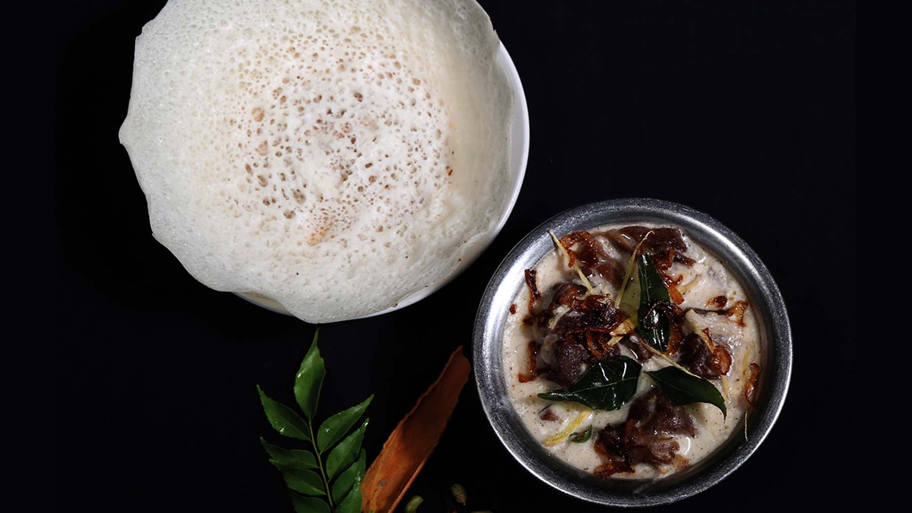 Best selling south indian food combo at tamarind- mutton stew and appam